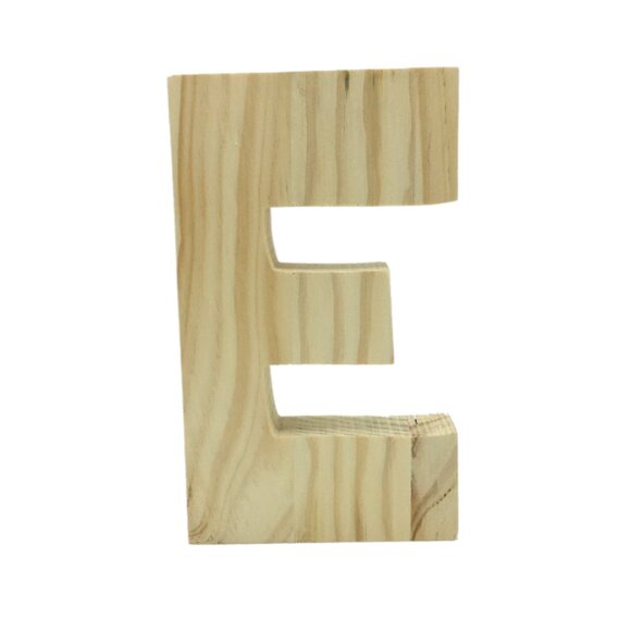 Chunky Unfinished Wood Letter E - 7 3/4 inch - Free Standing - Picture 1 of 1